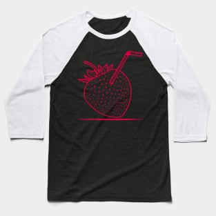 strawberry with straw Baseball T-Shirt